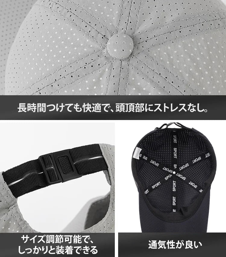 5℃冷却感ゴルフキャップ、3000個の通気微孔で瞬時に熱を放散。ゴルフにも通勤にもこれ一つ!