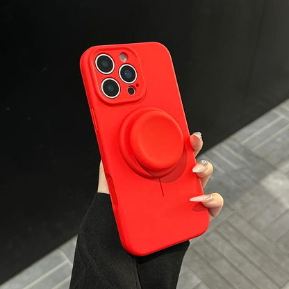 AI撮影ボタン付き マグネットスタンド内蔵シリコンケース｜iPhone 12〜iPhone 18 Pro Max対応
