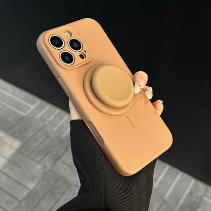 AI撮影ボタン付き マグネットスタンド内蔵シリコンケース｜iPhone 12〜iPhone 18 Pro Max対応
