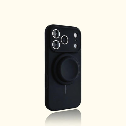 AI撮影ボタン付き マグネットスタンド内蔵シリコンケース｜iPhone 12〜iPhone 18 Pro Max対応