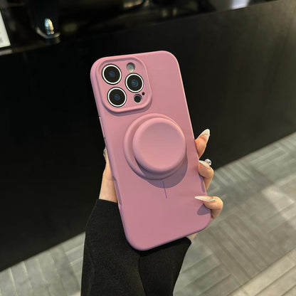 AI撮影ボタン付き マグネットスタンド内蔵シリコンケース｜iPhone 12〜iPhone 18 Pro Max対応