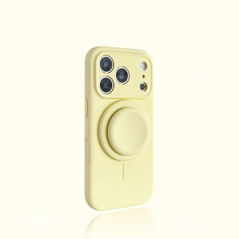 AI撮影ボタン付き マグネットスタンド内蔵シリコンケース｜iPhone 12〜iPhone 18 Pro Max対応