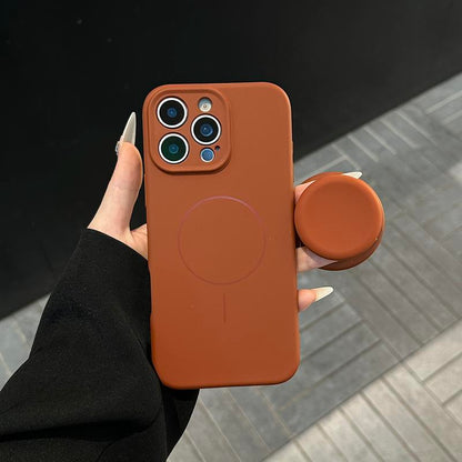 AI撮影ボタン付き マグネットスタンド内蔵シリコンケース｜iPhone 12〜iPhone 18 Pro Max対応