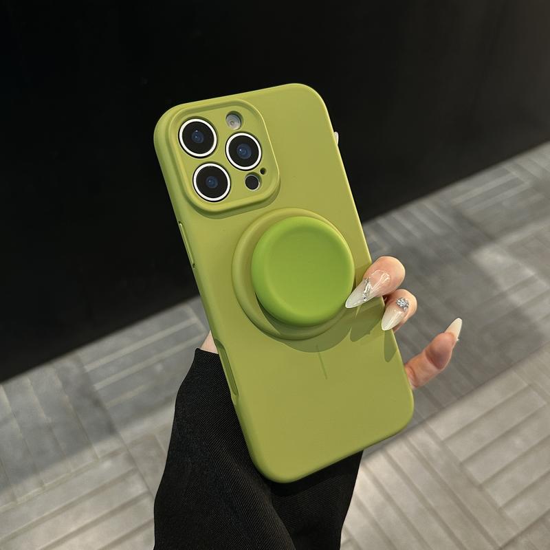 AI撮影ボタン付き マグネットスタンド内蔵シリコンケース｜iPhone 12〜iPhone 18 Pro Max対応