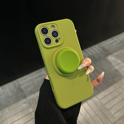 AI撮影ボタン付き マグネットスタンド内蔵シリコンケース｜iPhone 12〜iPhone 18 Pro Max対応