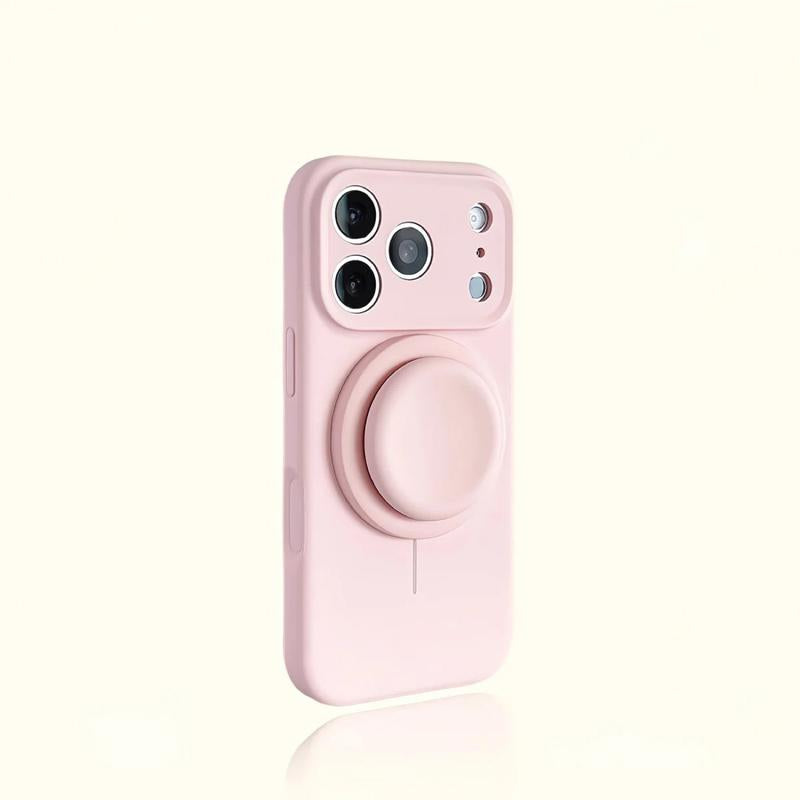AI撮影ボタン付き マグネットスタンド内蔵シリコンケース｜iPhone 12〜iPhone 18 Pro Max対応