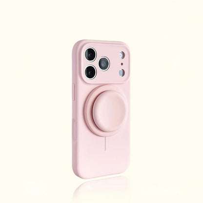 AI撮影ボタン付き マグネットスタンド内蔵シリコンケース｜iPhone 12〜iPhone 18 Pro Max対応